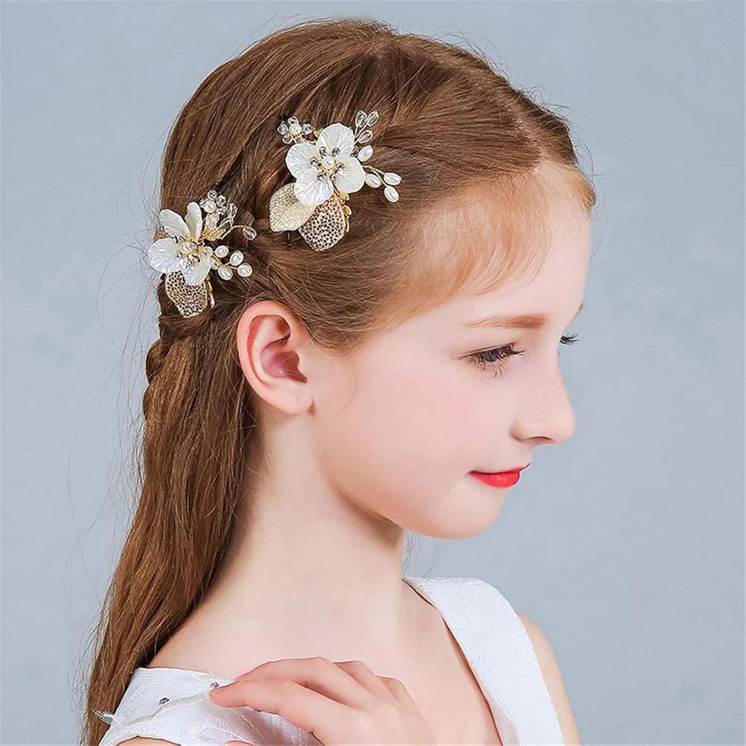 Pasadores antideslizantes para niñas pequeñas, accesorios para el cabello, clip lateral para peine de flores, diamantes de imitación, pinza para el