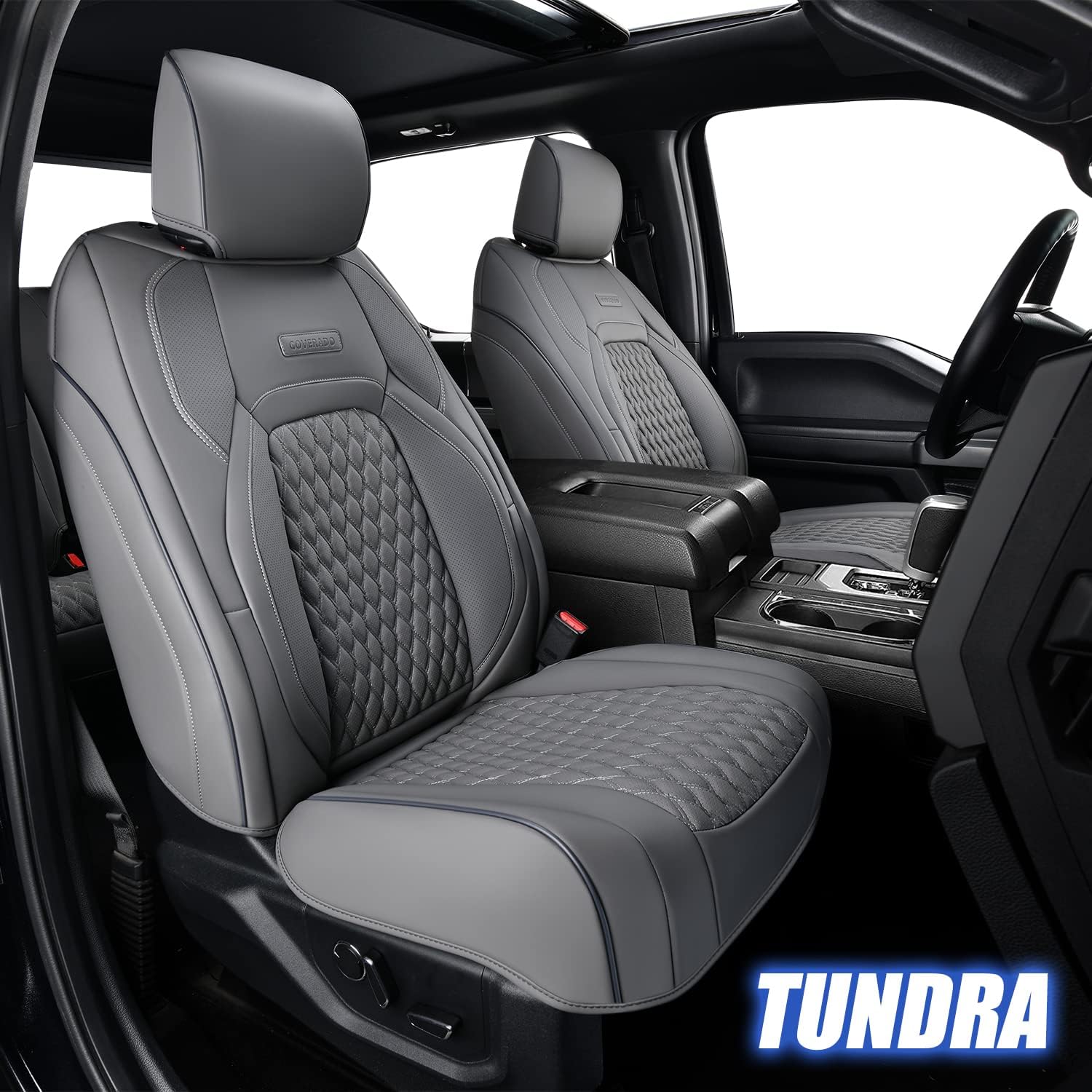 Truckiipa Fundas de asiento para Toyota Tundra, cobertura completa, funda de asiento de automóvil de lujo, impermeable, protector de piel sintética,