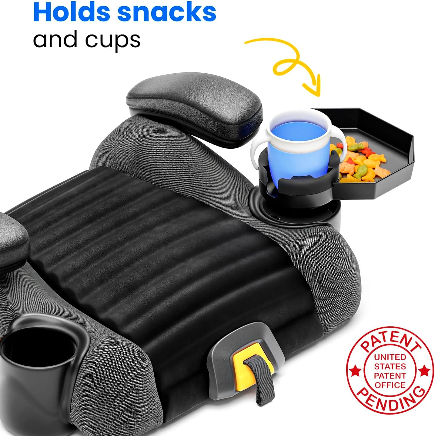 Bandeja de viaje para niños, base grande, bandeja para asiento de automóvil y portavasos de automóvil, bandeja para aperitivos, entretenimiento,