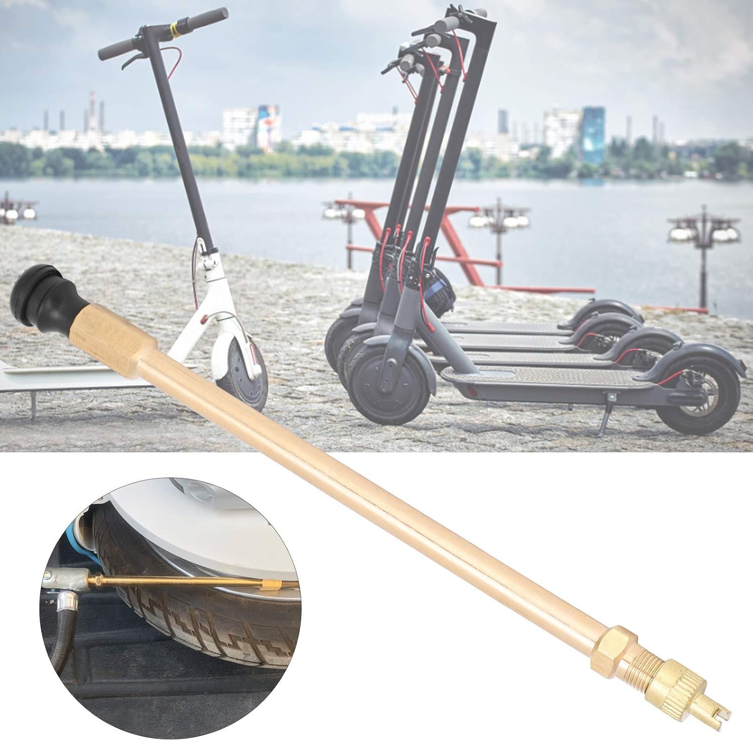 Válvula sin cámara, práctica válvula de neumático anticorrosión al vacío sin cámara con tubo de extensión multifuncional, accesorio para bicicleta