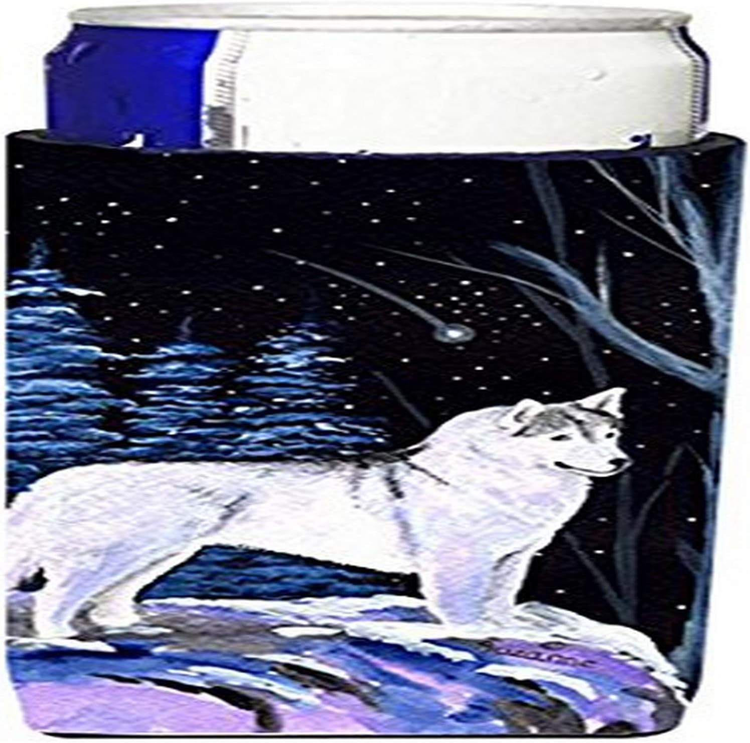 Caroline’s Treasures SS8400MUK Starry Night Siberian Husky Ultra Hugger para latas delgadas, funda enfriadora de latas, lavable a máquina, funda