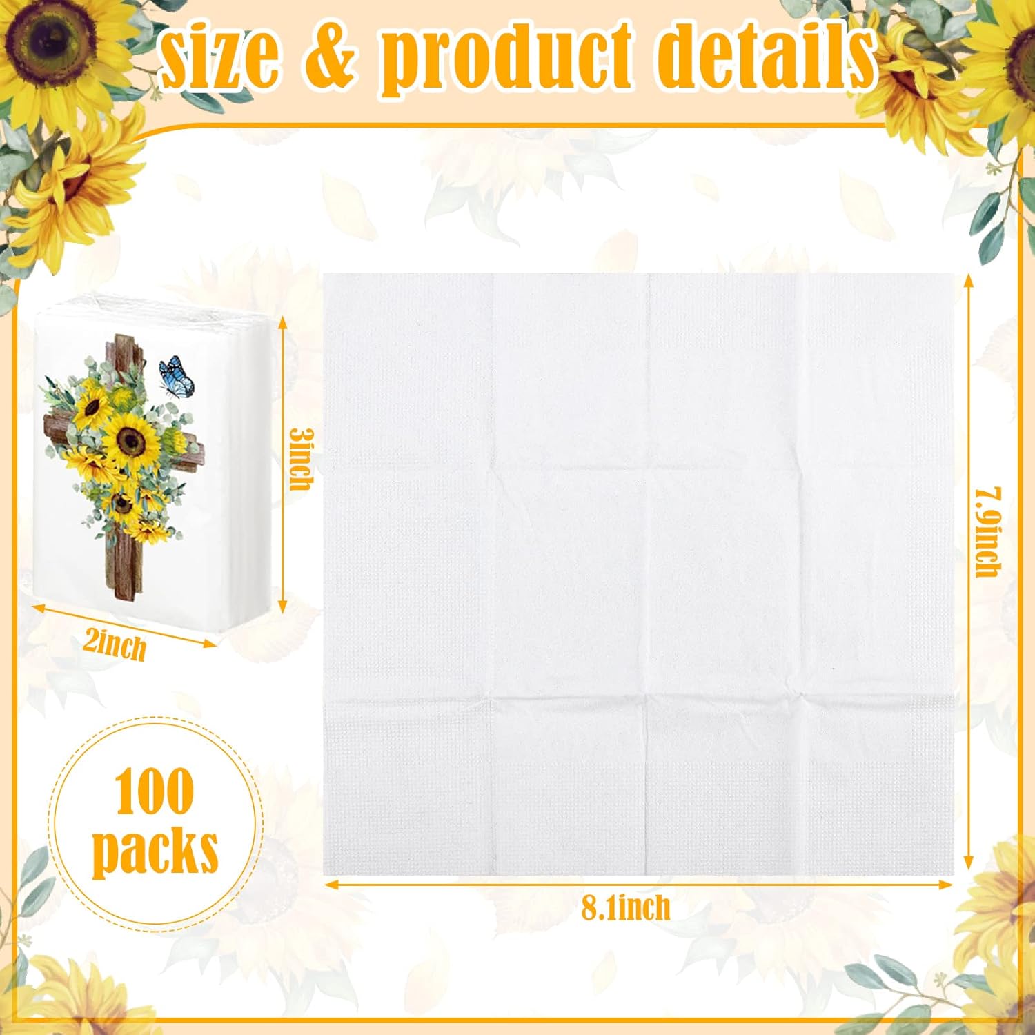 Outus Paquete de 100 pañuelos de bolsillo cristianos a granel, paquetes de pañuelos individuales mini faciales de 3 capas para funeral, boda,
