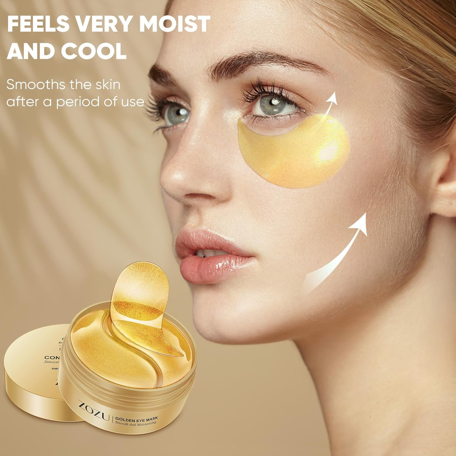 Aero Zen Máscaras de tratamiento de ojos de oro de 24 quilates, 120 unidades, máscara de ojos de oro puro antienvejecimiento colágeno ácido