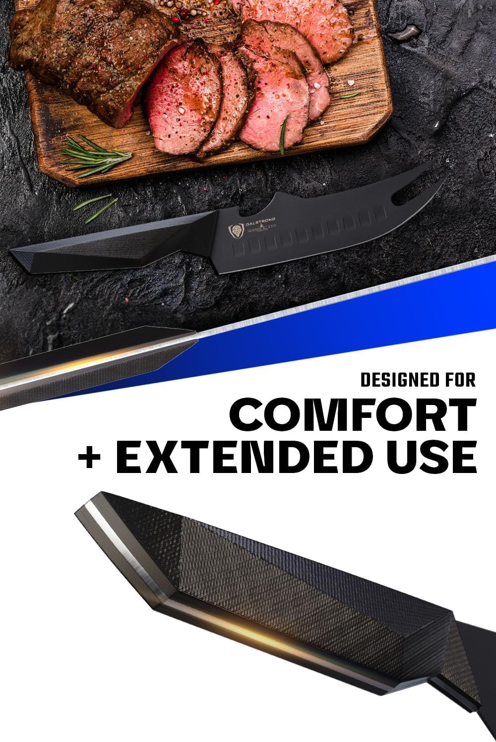 Dalstrong BBQ Pitmaster – Cuchillo para carne, 6.5 pulgadas, serie Shadow Black, recubierto de nitruro de titanio negro, cuchillo de cocina de alto