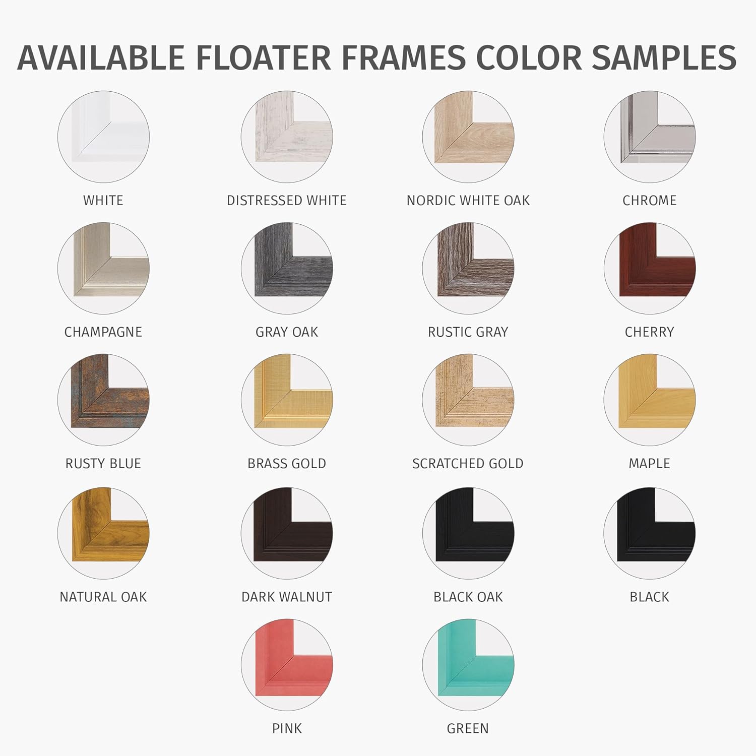 Marco flotante de 16 x 16 pulgadas para pinturas en lienzo de profundidad de 34 (0.75 pulgadas), impresiones en lienzo, paneles de lienzo de madera,