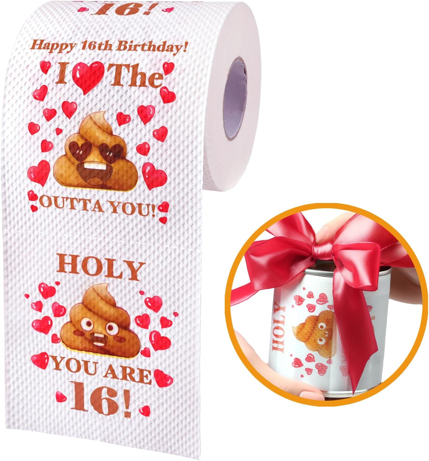 Regalos de cumpleaños número 16 para niñas y niños, papel higiénico de broma feliz de 4 capas, decoraciones de cumpleaños 16 para hija e hijo,