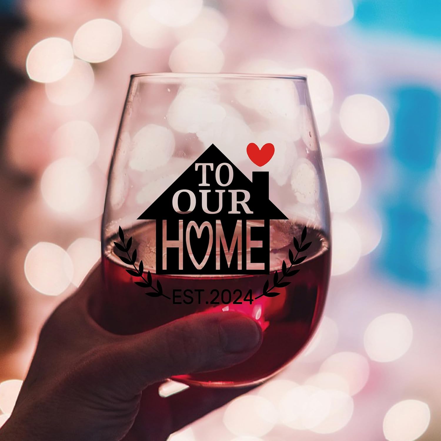 DYJYBMY Copa de vino a nuestra casa, divertidas ideas de regalo para propietarios de casa por primera vez, regalos de inauguración de la casa para