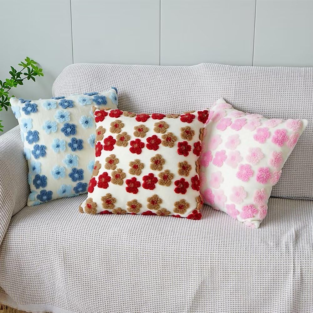 YDBDAT Paquete de 2 fundas de almohada decorativas florales de otoño de 18 x 18 pulgadas, fundas cuadradas de almohada bohemias de felpa suave de