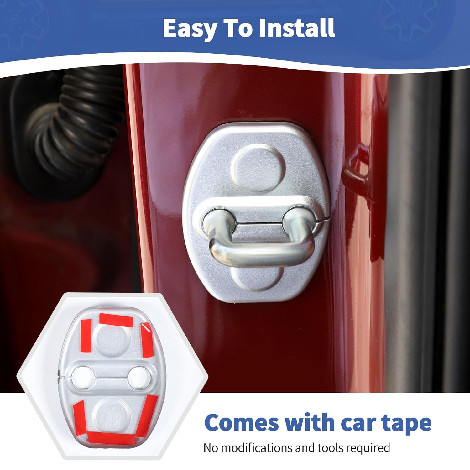 RT-TCZ Cubierta de pestillo de cerradura de puerta Silverado, accesorios plateados compatibles con Chevy Silverado Colorado GMC Sierra 2014 hasta