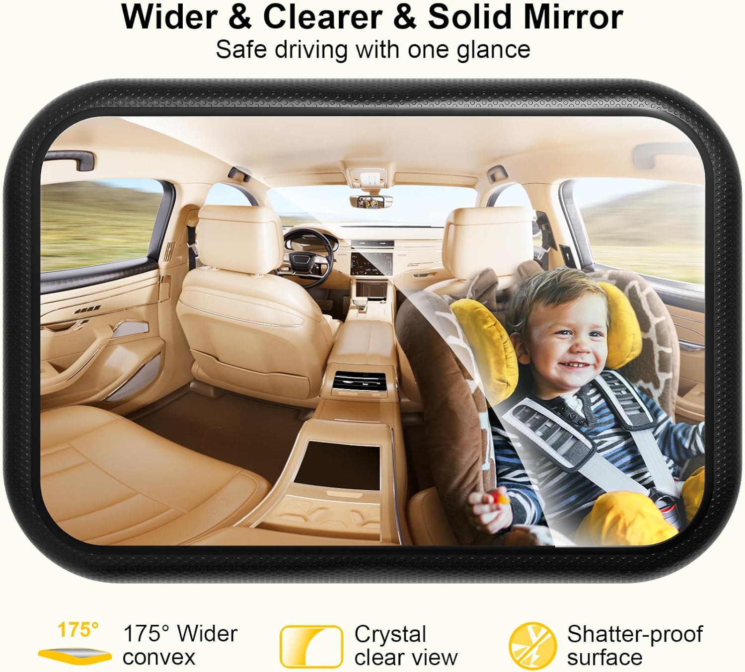 TAZENI Espejo de coche para bebé, espejo de coche elástico para bebé, espejo de bebé de cuidado de 360 para asiento trasero para asiento trasero