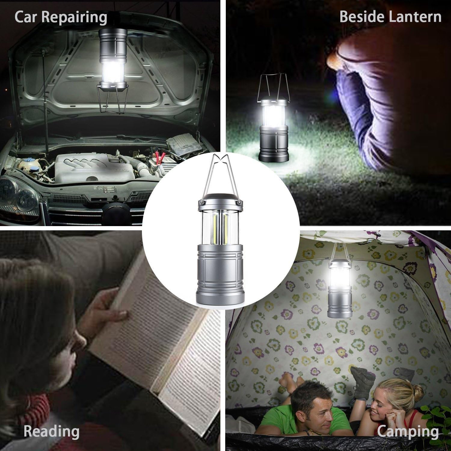 AlphaDesignLux – Linterna LED portátil plegable para campamento, ligera, impermeable, recargable por USB, kits de supervivencia para interiores y