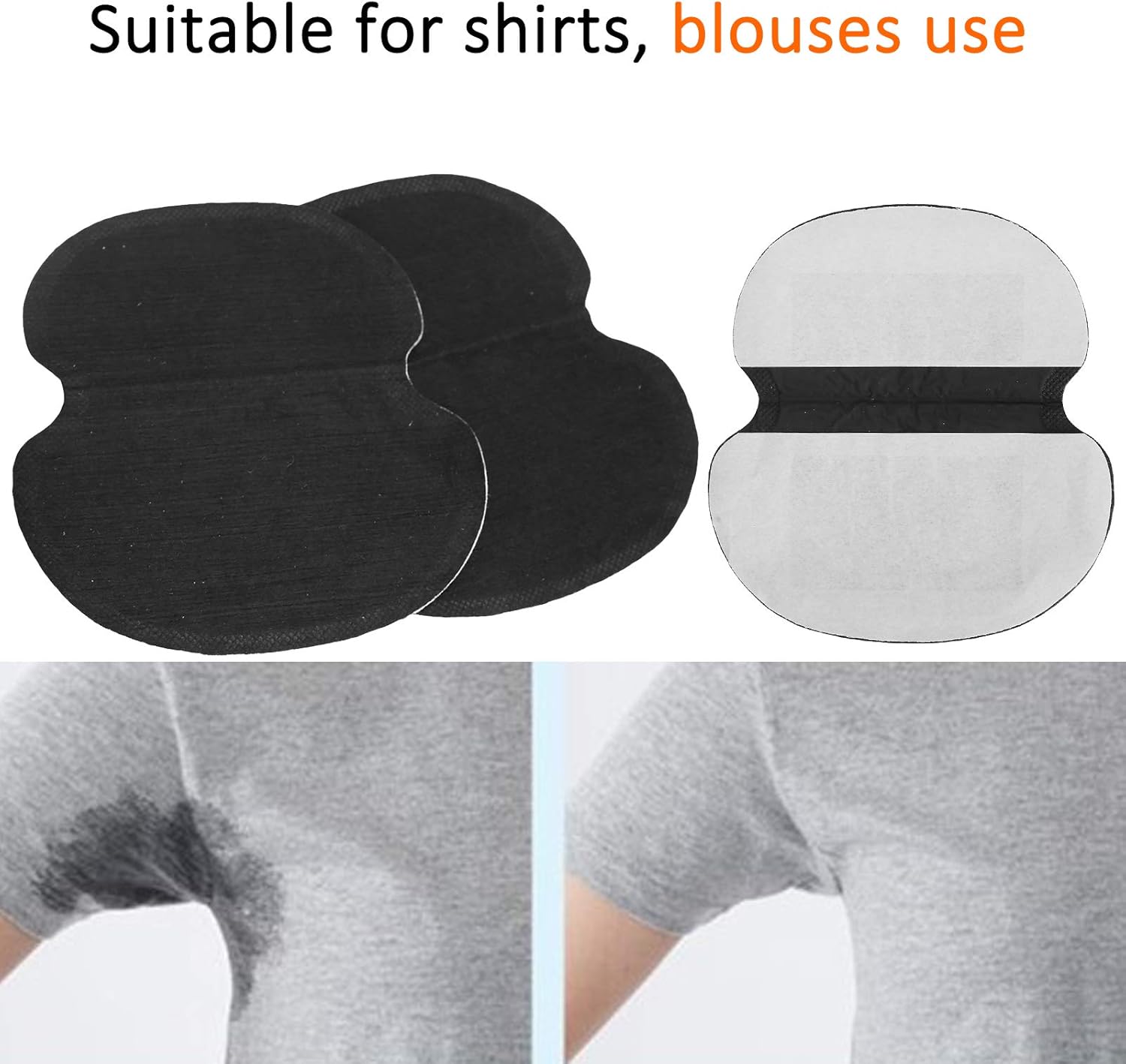 60 almohadillas negras para sudar axilas, almohadillas portátiles que absorben el sudor, cómodas e insípidas, invisibles, sudorosas y pegajosas