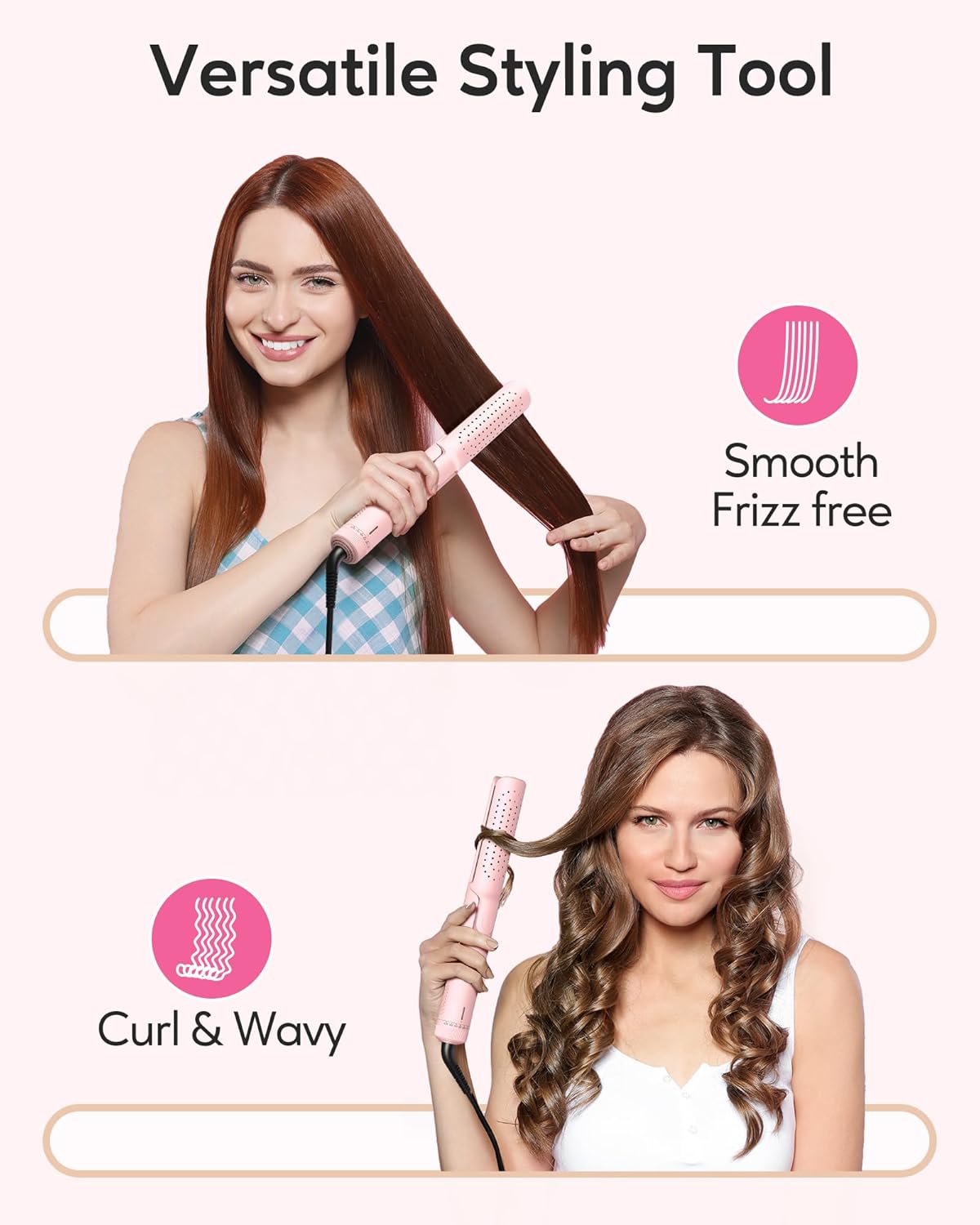 VAVOOV Pro Airflow Styler – Plancha rizadora con aire fresco ventilado de 360 para rizos de larga duración, alisador y rizador de pelo de 1 pulgada