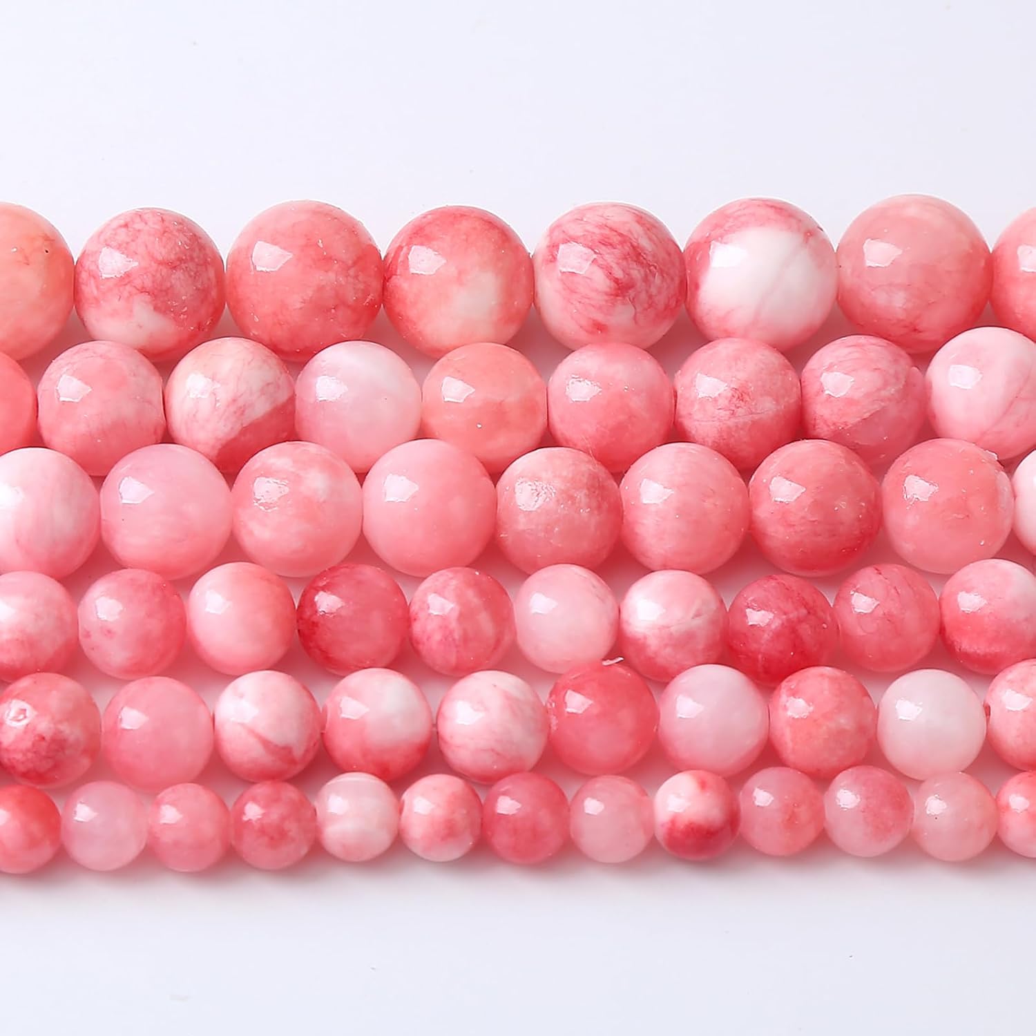 Cuentas sueltas de jade persa rosa de 0.315 in, 46 unidades, para hacer joyas, pulseras y collares