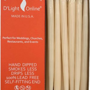 D’light Online Velas cónicas color marfil de 12 pulgadas, velas de alta calidad sumergidas a mano, sin goteo, cera de parafina sin humo, mechas de D’light Online Velas cónicas color marfil de 12 pulgadas, velas de alta calidad sumergidas a mano, sin goteo, cera de parafina sin humo, mechas de