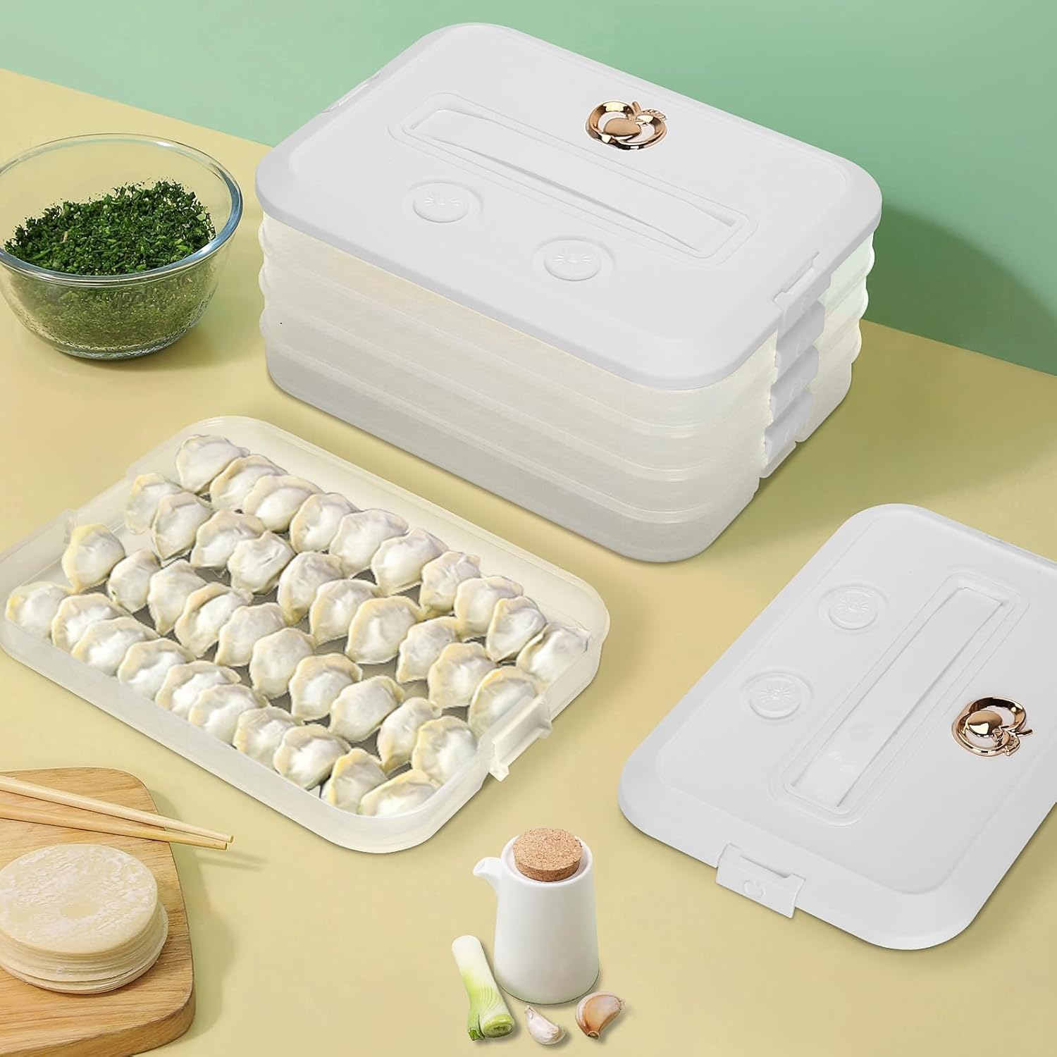 OFFKITSLY Contenedores de almacenamiento de alimentos con tapas, recipientes de plástico herméticos para almacenamiento de galletas, contenedores de