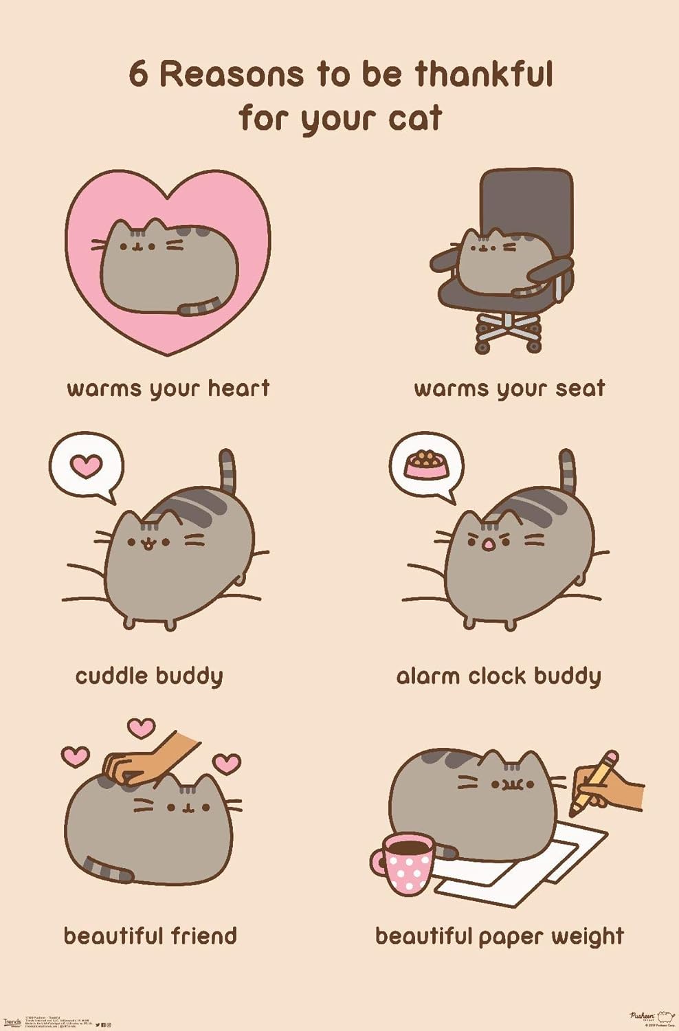 Trends International Pusheen – Póster de pared Thankful, 14.725 x 22.375 pulgadas, versión premium sin marco