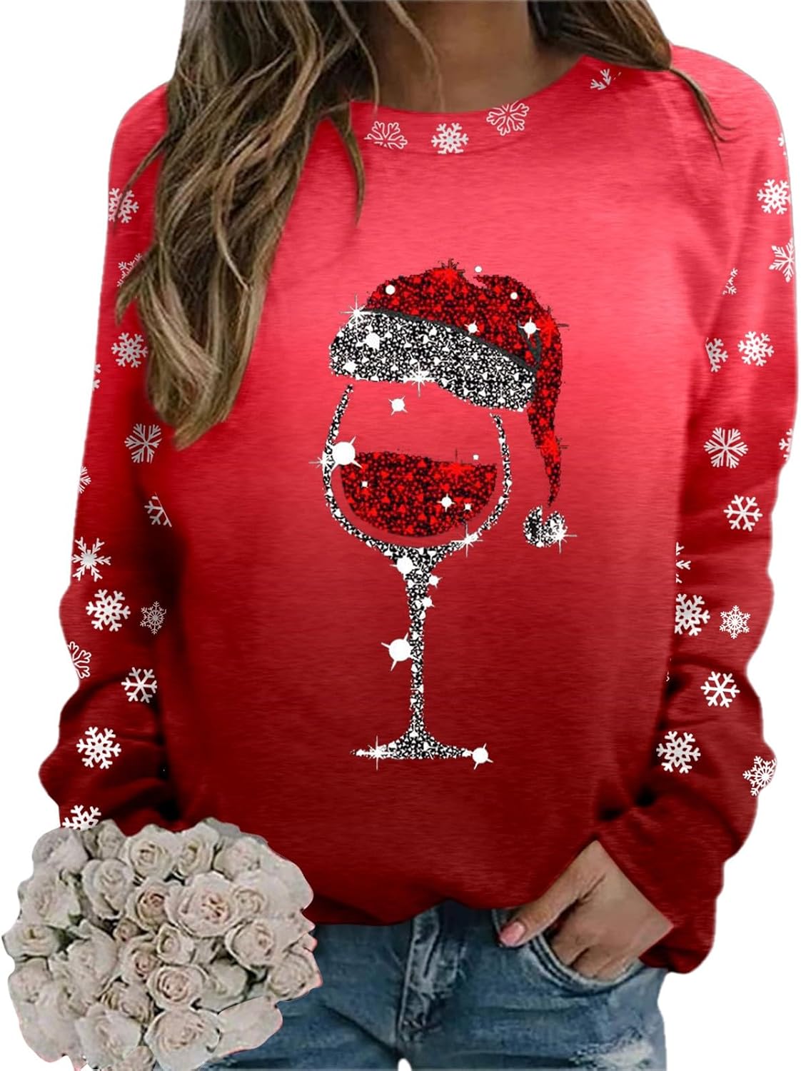 SNKSDGM Sudadera divertida de manga larga con estampado de letras para mujer, cuello redondo, vacaciones, sin botones, camiseta