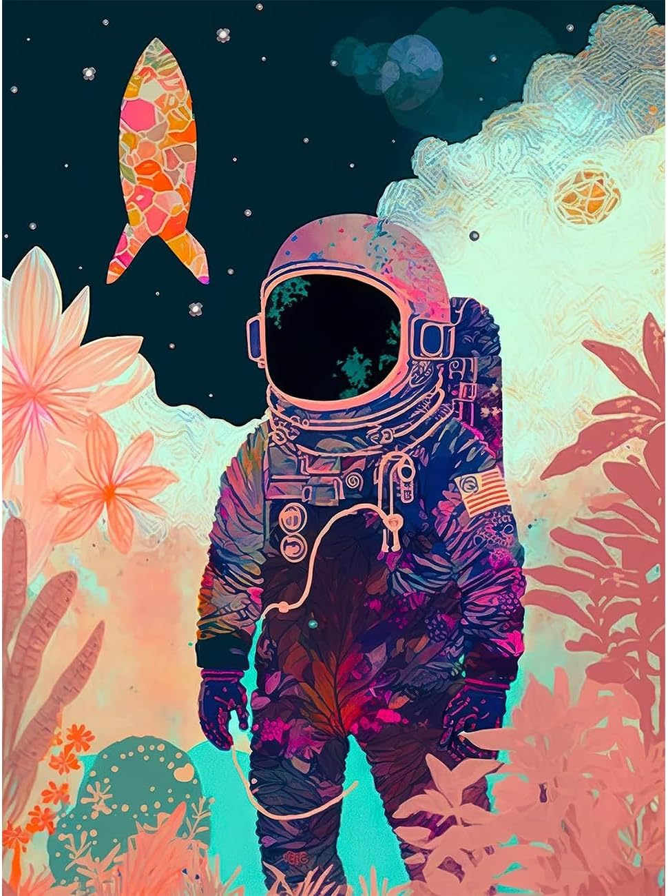 EIBEILI Kits de pintura de diamantes para adultos, astronauta en la luna, kit de arte de diamantes 5D para niños principiantes, kit de manualidades