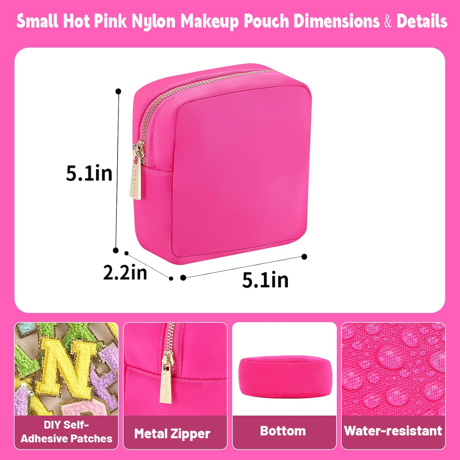 Bolsa de maquillaje Bolsa de cosméticos de viaje Bolsa de maquillaje Bolsa de cosméticos para mujereshombres, Rosa encendido, Preppy