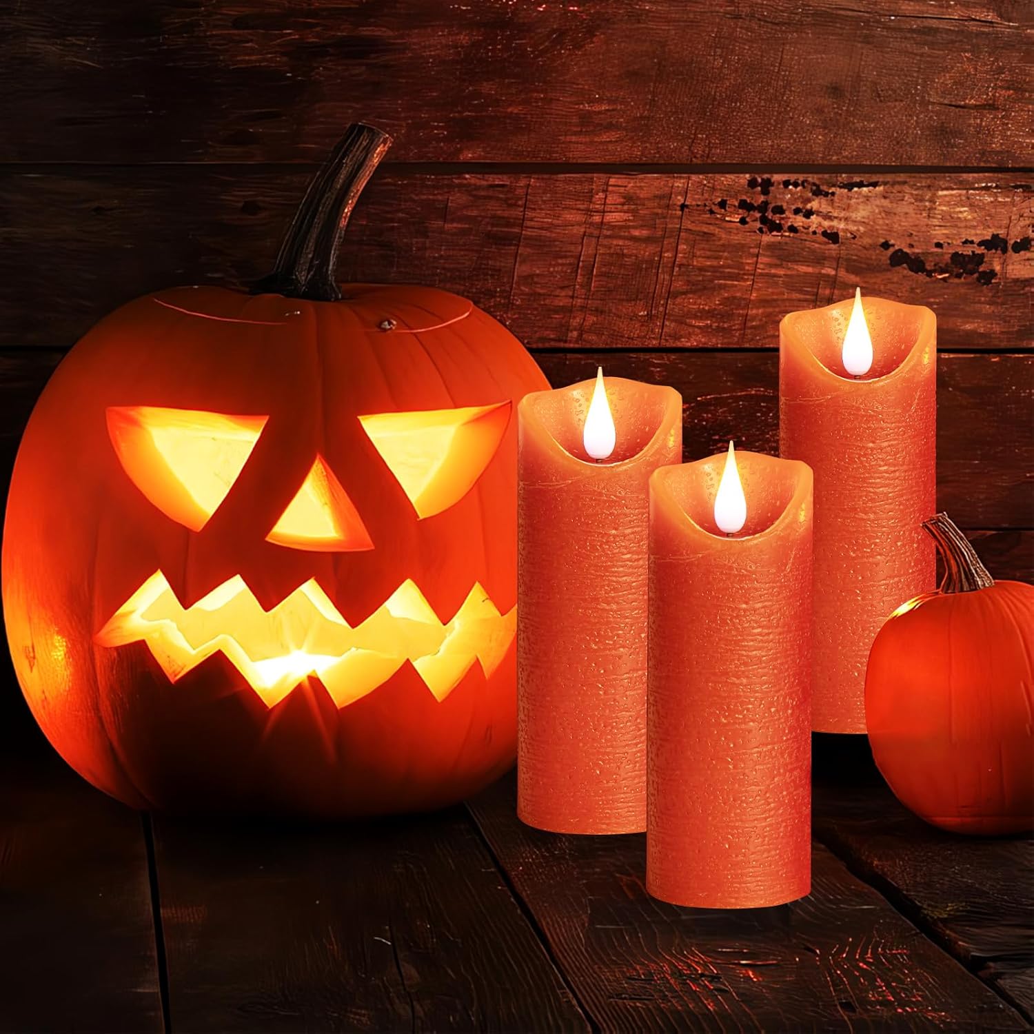 Velas sin llama con control remoto, efecto de onda de agua, velas LED sin llama con temporizador, juego de 5, color naranja