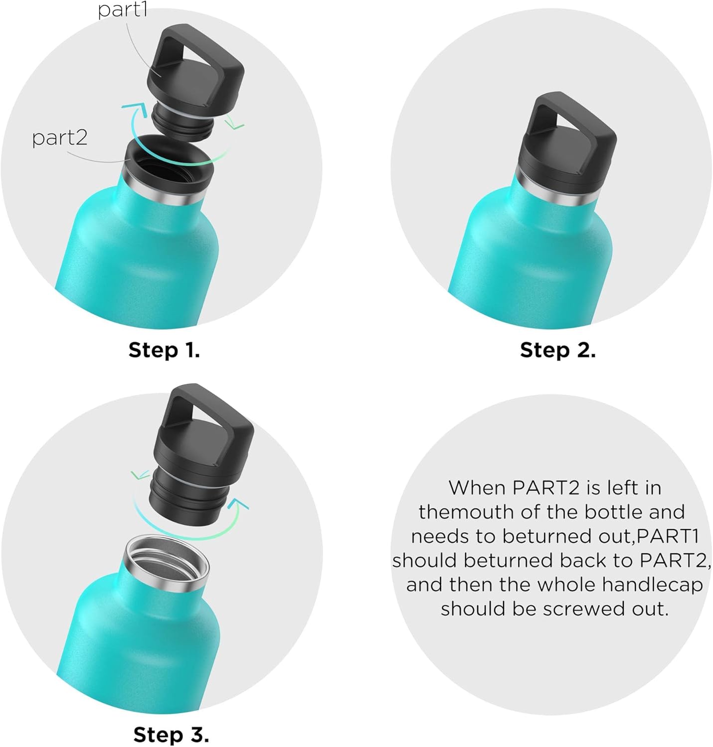 Botellas de agua de doble pared de acero inoxidable, botella aislada al vacío con tapa con pajilla, botella de agua aislada que mantiene el agua