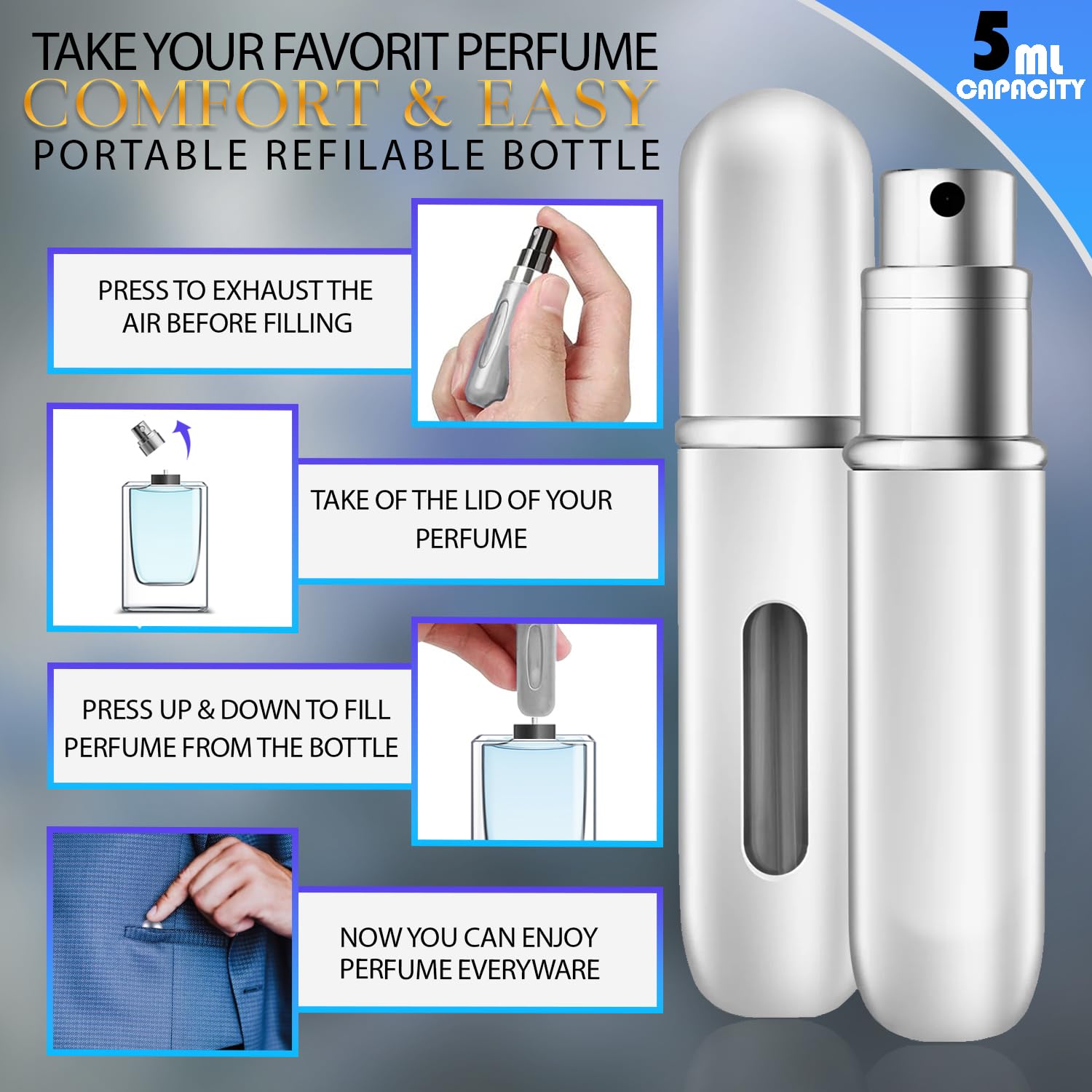 MAN Eau De Toilette 4.2 oz  Eau De Toilette verde 4.2 oz  Paquete de regalo  Bolsa de viaje y botella de perfume vacía recargable
