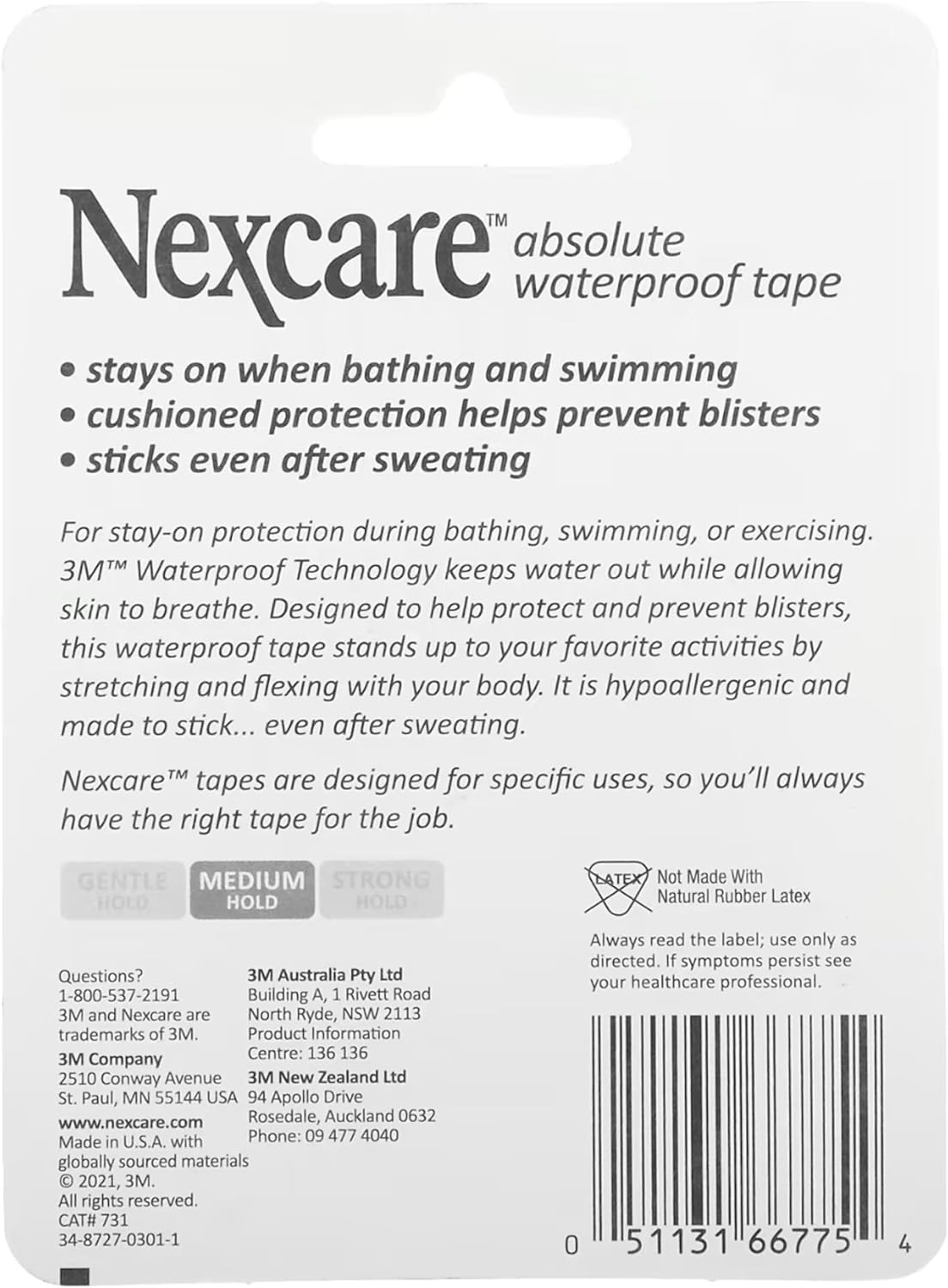 Nexcare Cinta ancha impermeable absoluta, 1.5 pies x 5 yardas por rollo (5 rollos)