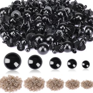UPINS 500 piezas de ojos de seguridad de plástico negro de 6 a 0.945in con arandelas para ganchillo de animales, manualidades, fabricación de UPINS 500 piezas de ojos de seguridad de plástico negro de 6 a 0.945in con arandelas para ganchillo de animales, manualidades, fabricación de