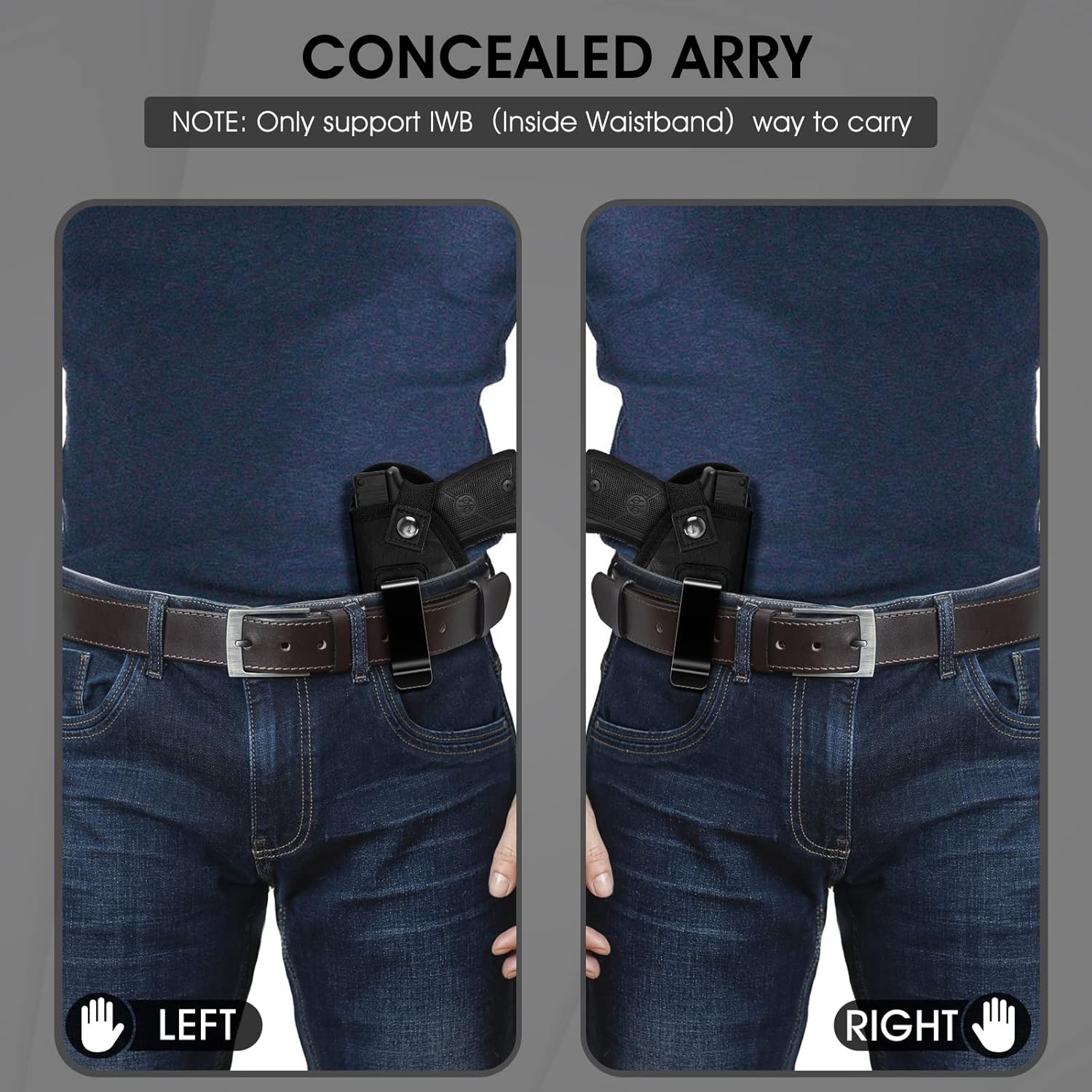 Paquete de 2 fundas de cuero ECO para pistolas, funda oculta IWB para mujereshombres, fundas de cintura interior para pistolas, se adapta a la