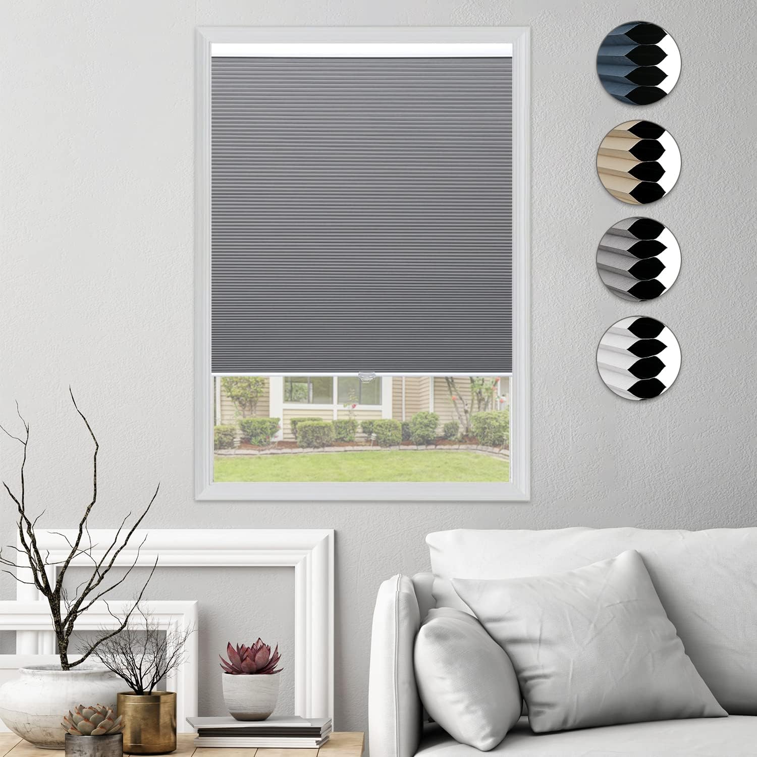 Grandekor Persianas celulares opacas de una sola célula, sin cordón, para oscurecer la habitación, para ventanas y dormitorio, térmica y fácil de