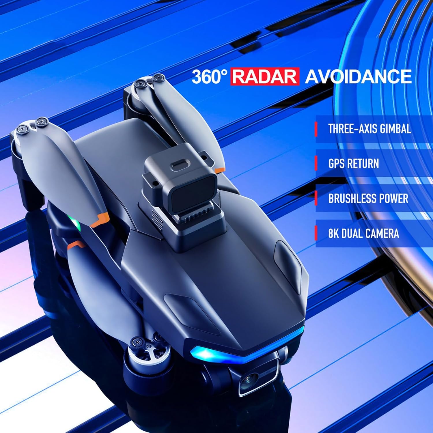 Dron GPS S135, dron sin escobillas para evitar obstáculos remoto negro para disparo panorámico para más de 14 (batería dual)
