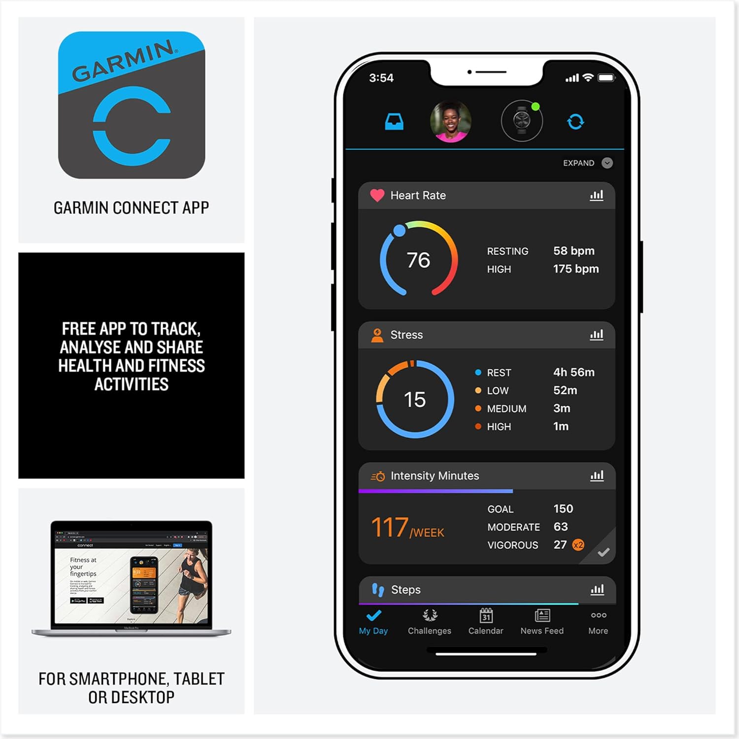 Garmin vívoactive 5, reloj inteligente GPS de salud y fitness, pantalla AMOLED, hasta 11 días de batería, azul marino