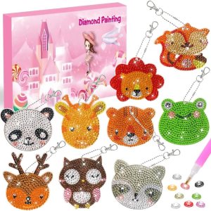Kits de llavero de diamante 5D para niños, 9 piezas, artes y manualidades para niños de 8 a 12 años, pintura por números para decoración de Kits de llavero de diamante 5D para niños, 9 piezas, artes y manualidades para niños de 8 a 12 años, pintura por números para decoración de