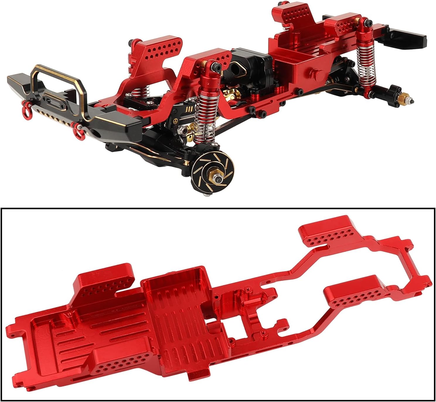 TRX4M Kit de marco de chasis de metal integrado para 118 RC Crawler TRX4-M Accesorios de pieza de actualización (rojo)