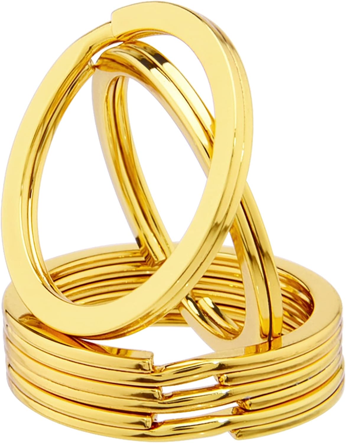 Llavero dividido de 1.2 pulgadas de metal de color dorado plano para llaves del automóvil del hogar, fabricación de joyas, paquete de 25