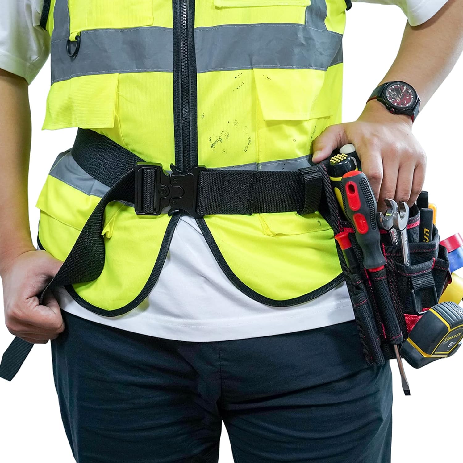 KUNN Cinturón de trabajo de 2 pulgadas de ancho con hebilla de liberación rápida, resistente, multiusos, cinturones para hombre