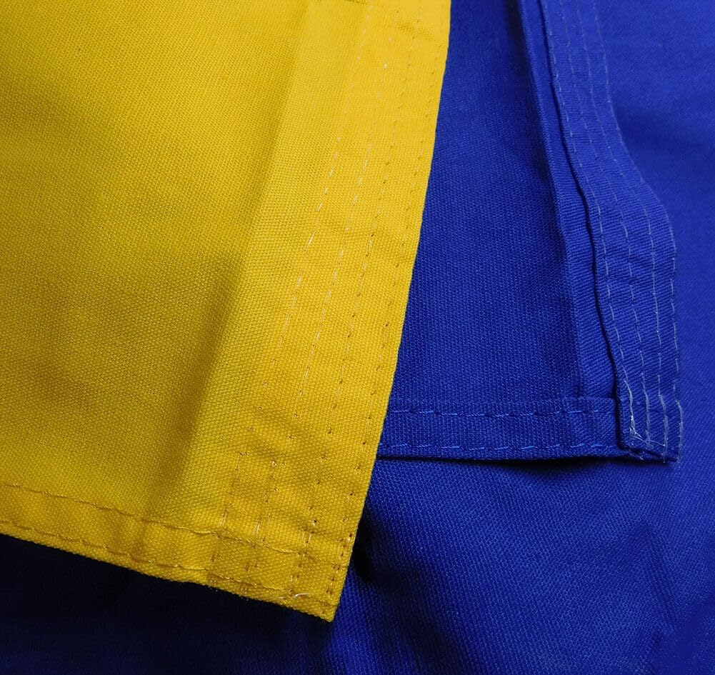 Premium 4×6 Ukraine Ukrainian Plain Embroidered 100% Cotton Flag 4’x6′ 3 Clips