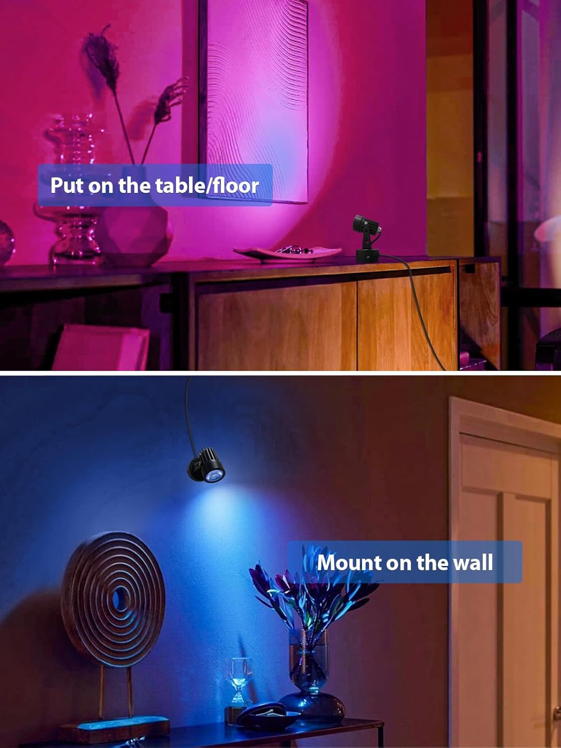 DOREIO Focos LED para interiores de 3 W, luces de iluminación RGB para interiores, lámpara de foco para plantas de 120 V, decoración de iluminación