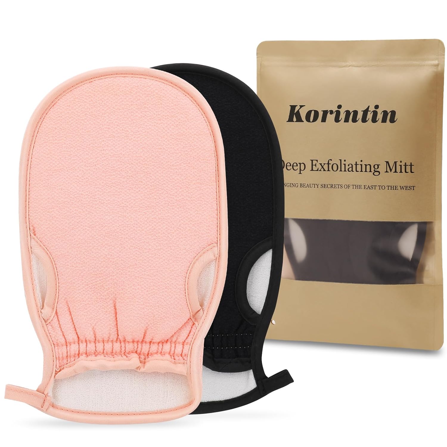 Korintin Guantes exfoliantes, guantes exfoliantes coreanos gruesos, 2 unidadesjuego de guantes exfoliantes para ducha, removedor de piel muerta para