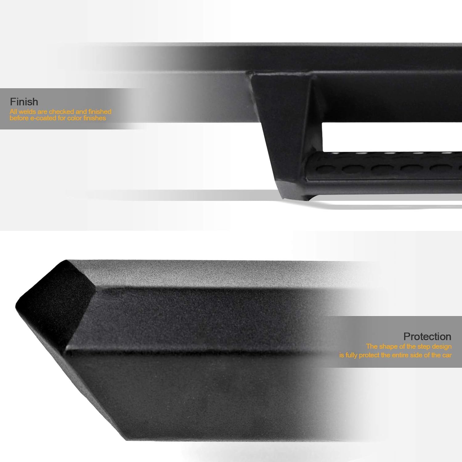 642167819097 Compatible con Toyota Tacoma Access (extendido) 2005-2022 – Estribos de riel Nerf para cabina, color negro mate