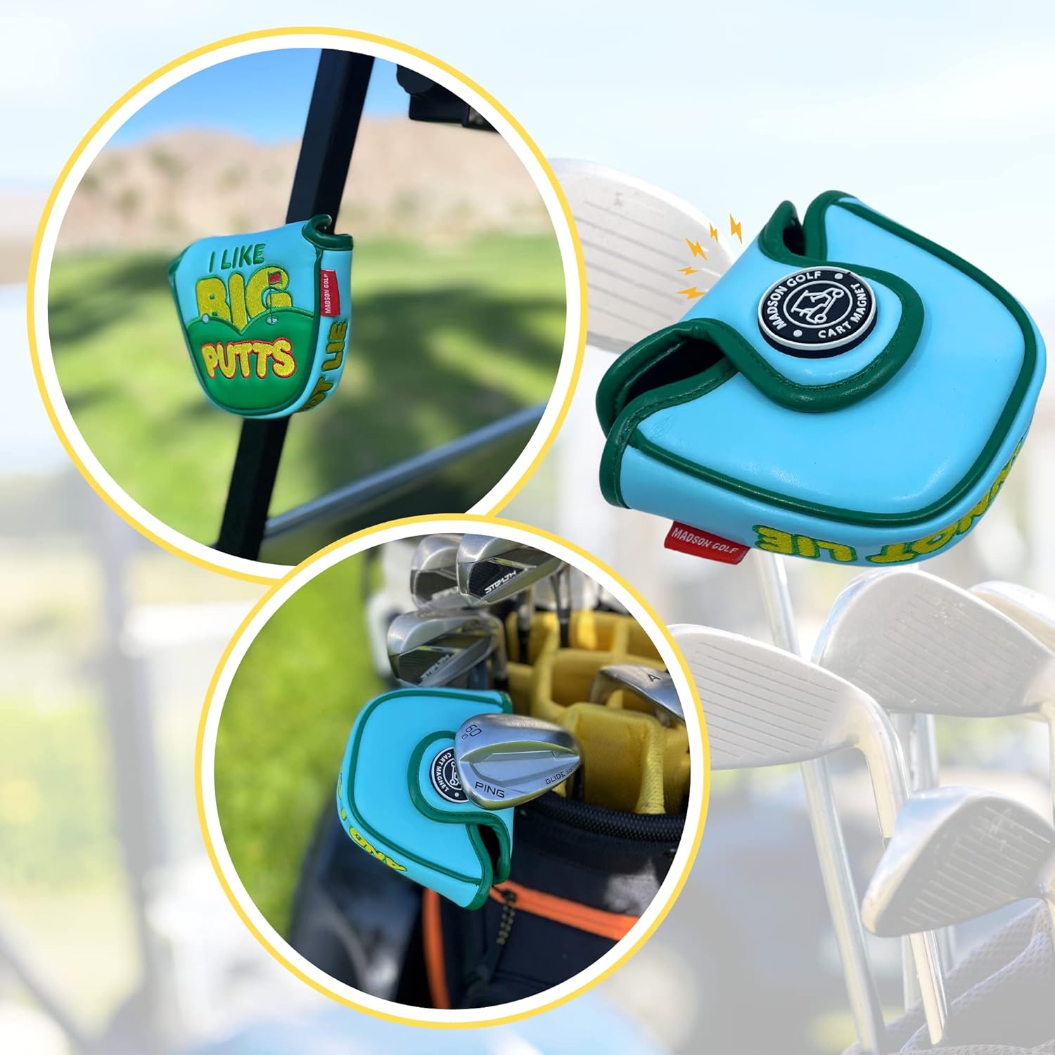 Divertida funda para putter de golf, con texto en inglés “I Like Big Putts and I Cannot Lie Headcovers divertidas para la cabeza de golf para los