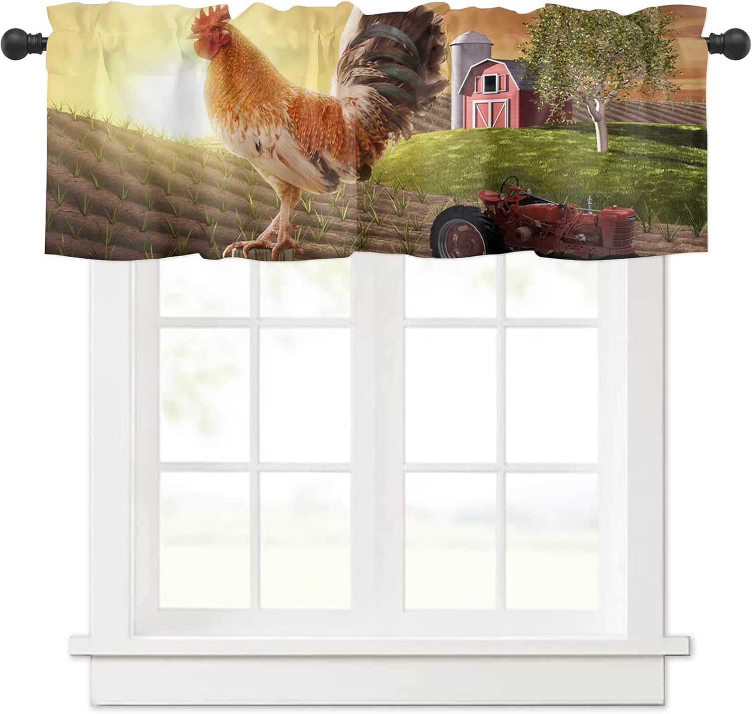 Artwork Store Curtain Valance for Window Kitchen Decor, Farmhouse 54″ x 18″ Window Treatment Curtains Topper Rod Pocket Valances for Living Room