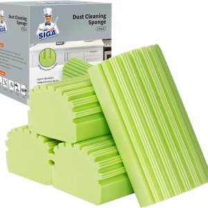 MR.SIGA Plumero de esponja, plumero reutilizable con diseño de superficie acanalada, esponja húmeda para el hogar para limpiar el polvo, paquete de MR.SIGA Plumero de esponja, plumero reutilizable con diseño de superficie acanalada, esponja húmeda para el hogar para limpiar el polvo, paquete de