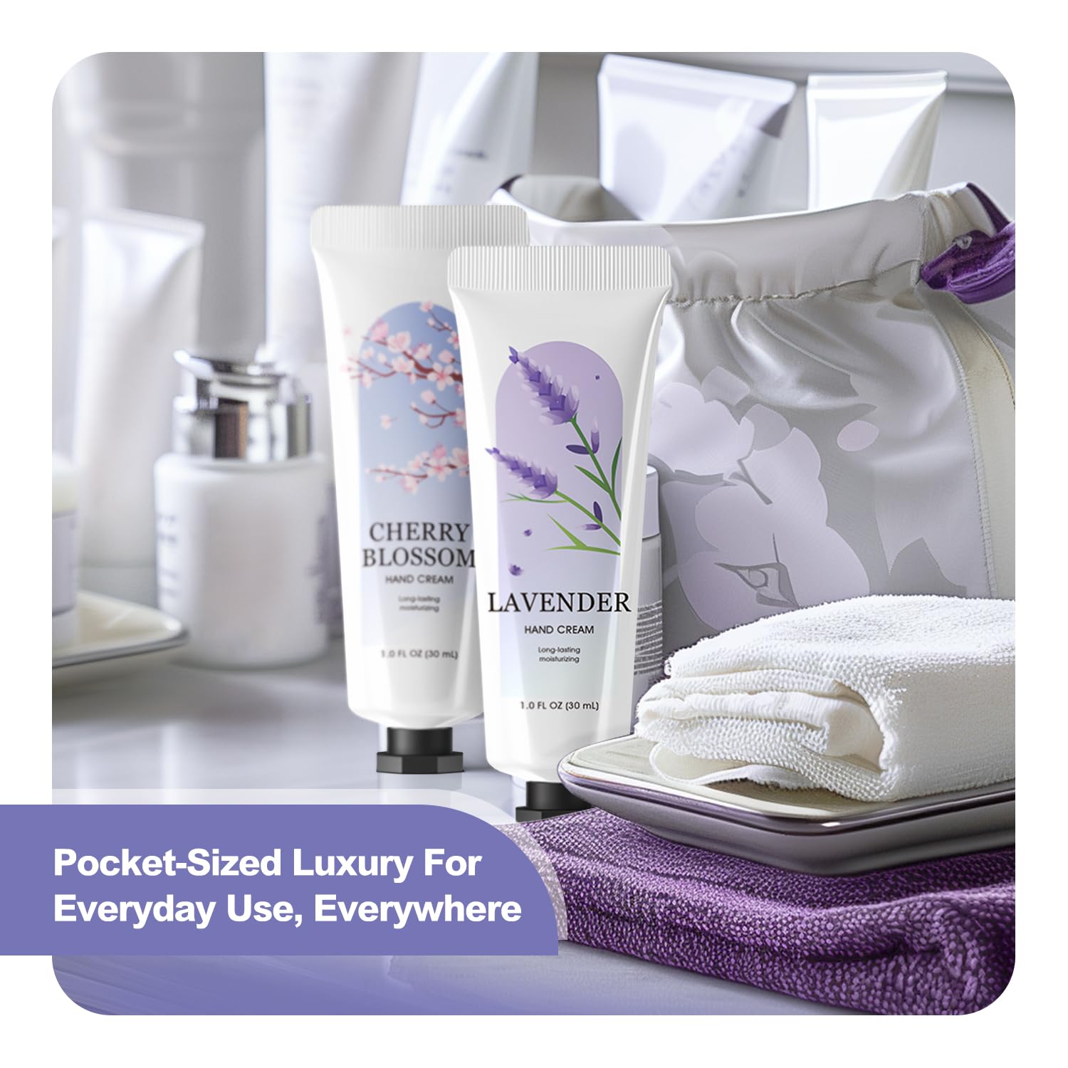 spa luxetique Paquete de 10 cremas de manos perfumadas para manos secas agrietadas tamaño viaje, mini loción hidratante con manteca de karité,