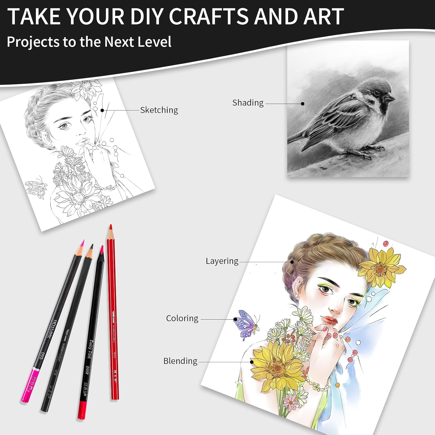 Juego de lápices de colores con borrador y sacapuntas, perfecto para dibujar y colorear, núcleos suaves a base de aceite, ideales para adultos,