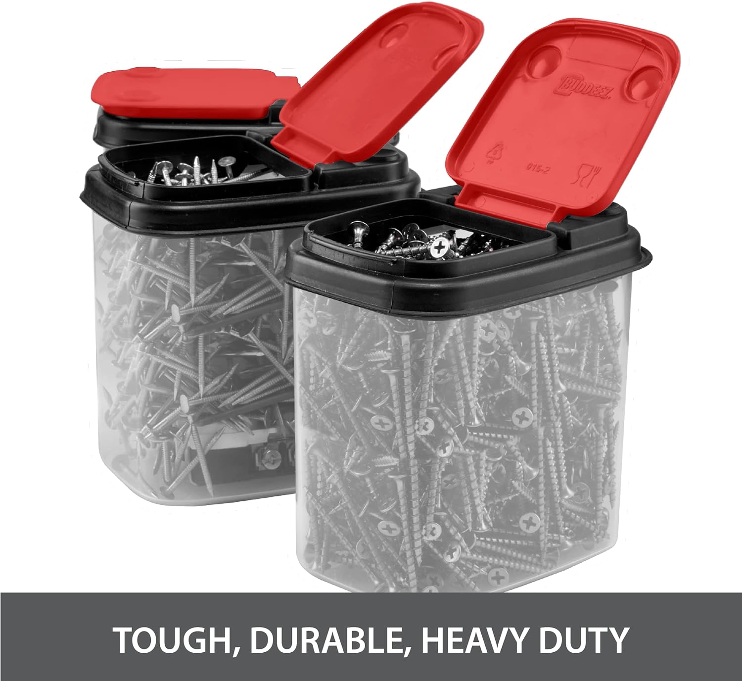 Buddeez Contenedores de almacenamiento de Bits and Bolts, paquete de 12, rojo