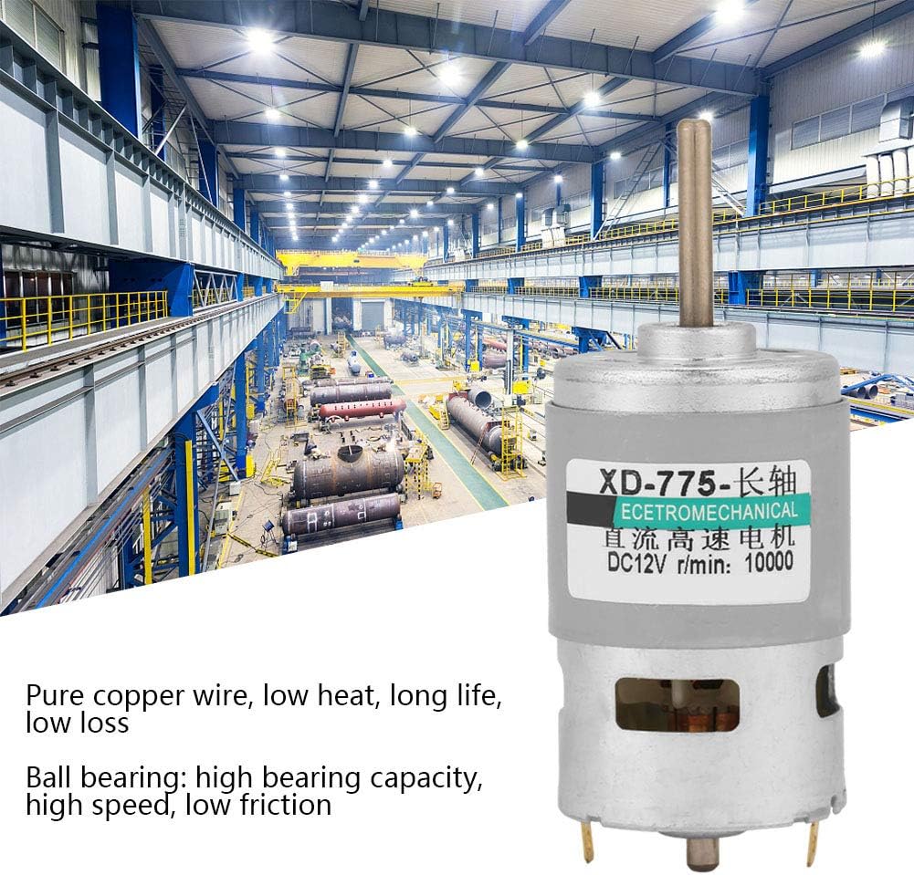 Mini motor de CC de imán permanente de 12 V24 V, 80 W, CCW 775, motor de engranaje eléctrico reversible, de alta velocidad, bajo ruido, para