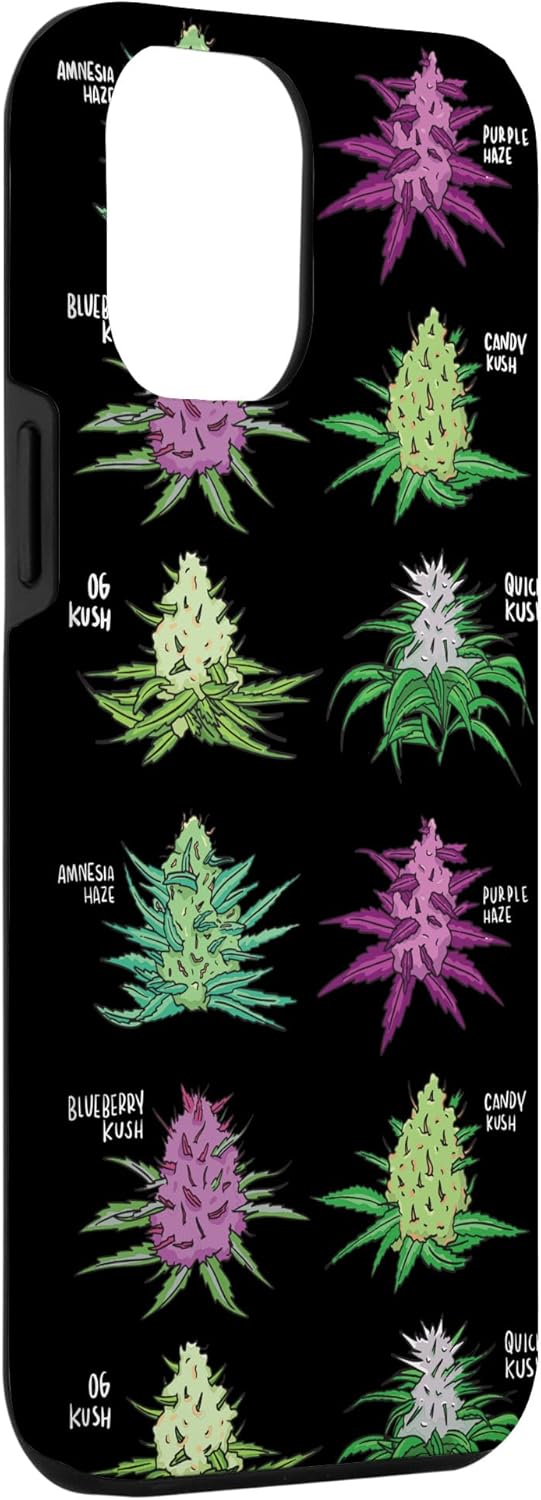 iPhone 13 Pro Max Patrón de malezas Tipo de marihuana Stoner Marihuana Hoja de cannabis Caso