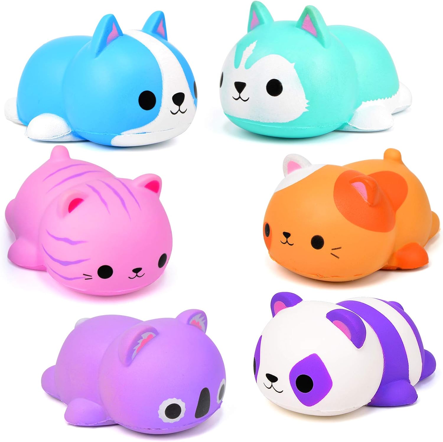 6 juguetes esponjosos de gato para niños, juguetes esponjosos de animales gigantes, para aliviar el estrés, juguetes para adultos y niños, caja de